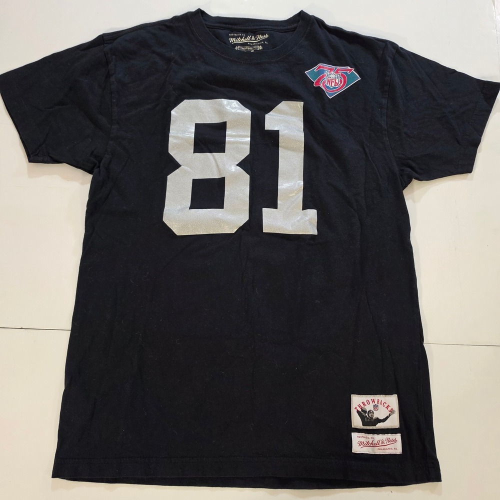 Mitchell & Ness Tim Brown Oakland Raiders NFL 75th Anniversary Shirt Black 81 M